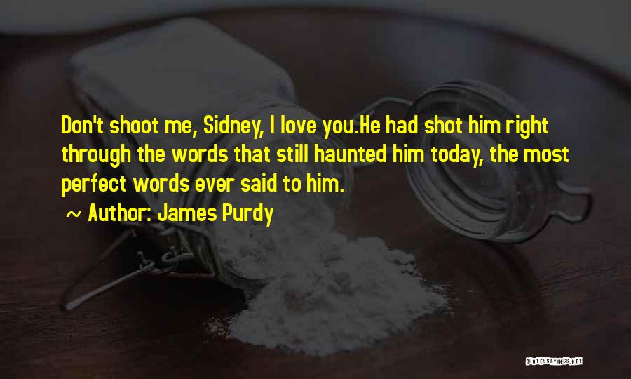 James Purdy Quotes: Don't Shoot Me, Sidney, I Love You.he Had Shot Him Right Through The Words That Still Haunted Him Today, The