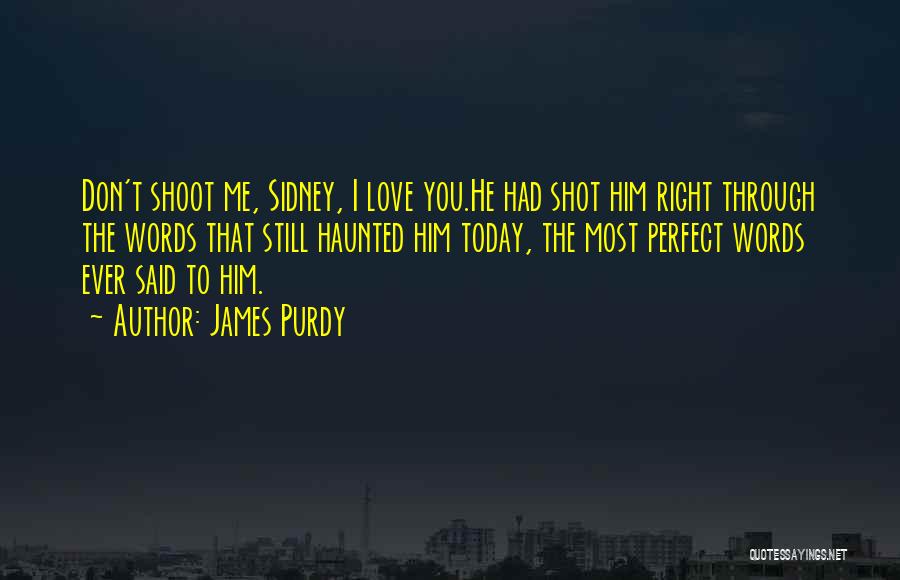 James Purdy Quotes: Don't Shoot Me, Sidney, I Love You.he Had Shot Him Right Through The Words That Still Haunted Him Today, The