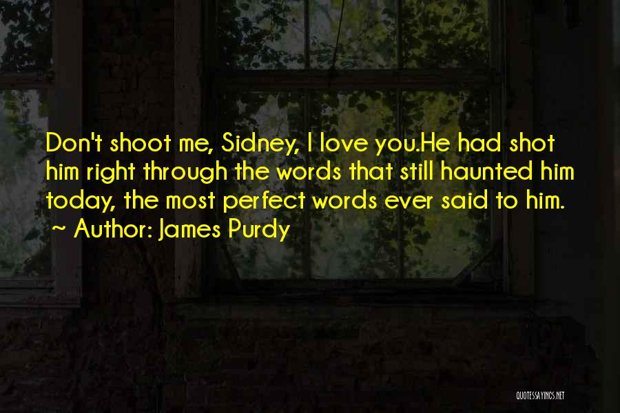James Purdy Quotes: Don't Shoot Me, Sidney, I Love You.he Had Shot Him Right Through The Words That Still Haunted Him Today, The