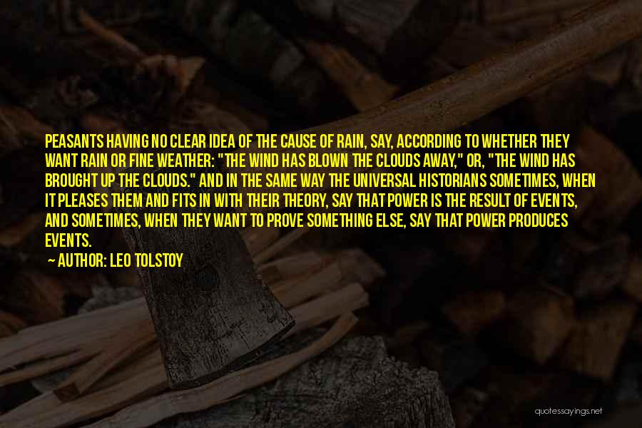 Leo Tolstoy Quotes: Peasants Having No Clear Idea Of The Cause Of Rain, Say, According To Whether They Want Rain Or Fine Weather: