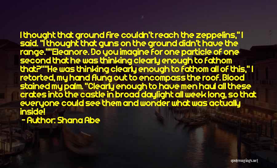 Shana Abe Quotes: I Thought That Ground Fire Couldn't Reach The Zeppelins, I Said. I Thought That Guns On The Ground Didn't Have