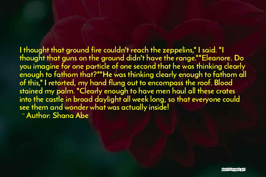 Shana Abe Quotes: I Thought That Ground Fire Couldn't Reach The Zeppelins, I Said. I Thought That Guns On The Ground Didn't Have
