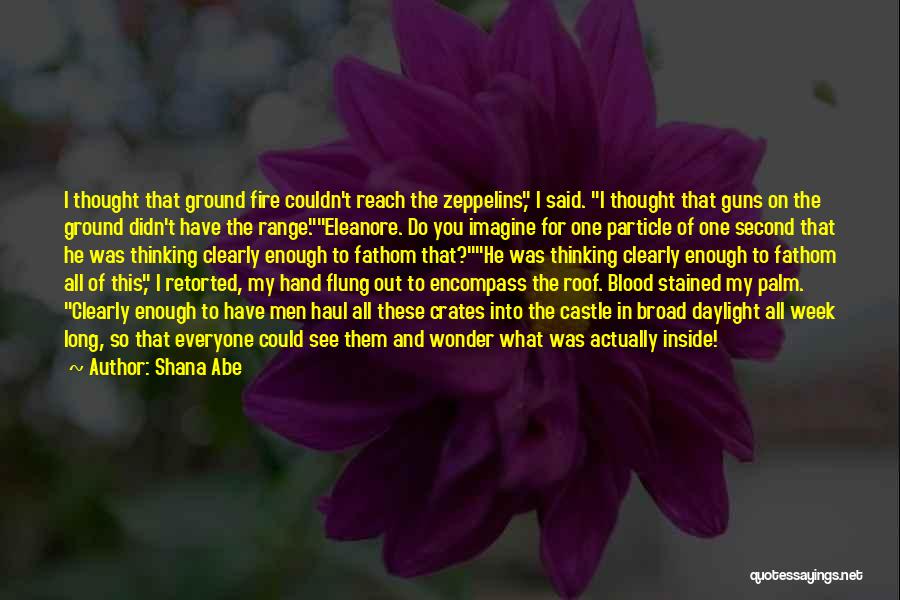 Shana Abe Quotes: I Thought That Ground Fire Couldn't Reach The Zeppelins, I Said. I Thought That Guns On The Ground Didn't Have