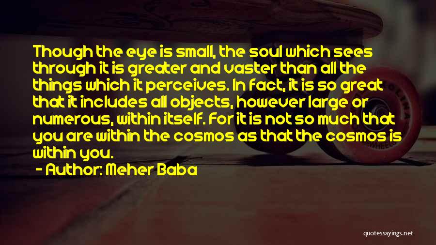 Meher Baba Quotes: Though The Eye Is Small, The Soul Which Sees Through It Is Greater And Vaster Than All The Things Which