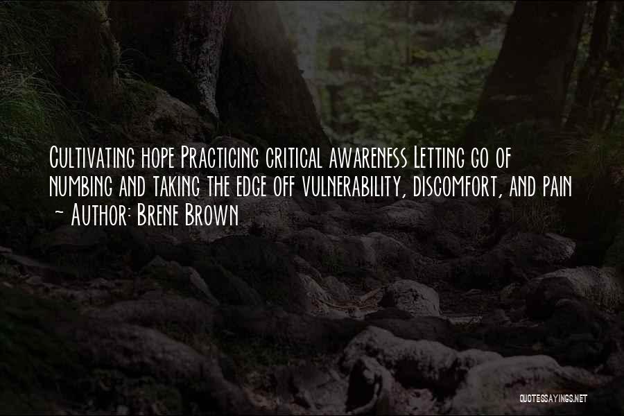 Brene Brown Quotes: Cultivating Hope Practicing Critical Awareness Letting Go Of Numbing And Taking The Edge Off Vulnerability, Discomfort, And Pain
