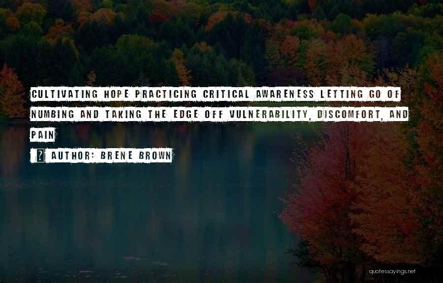 Brene Brown Quotes: Cultivating Hope Practicing Critical Awareness Letting Go Of Numbing And Taking The Edge Off Vulnerability, Discomfort, And Pain