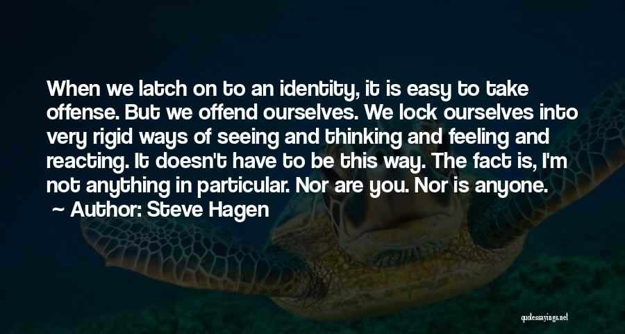 Steve Hagen Quotes: When We Latch On To An Identity, It Is Easy To Take Offense. But We Offend Ourselves. We Lock Ourselves