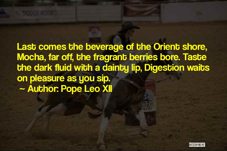 Pope Leo XII Quotes: Last Comes The Beverage Of The Orient Shore, Mocha, Far Off, The Fragrant Berries Bore. Taste The Dark Fluid With