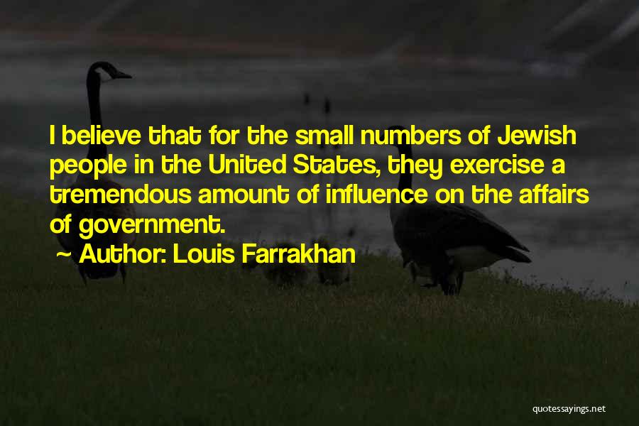 Louis Farrakhan Quotes: I Believe That For The Small Numbers Of Jewish People In The United States, They Exercise A Tremendous Amount Of