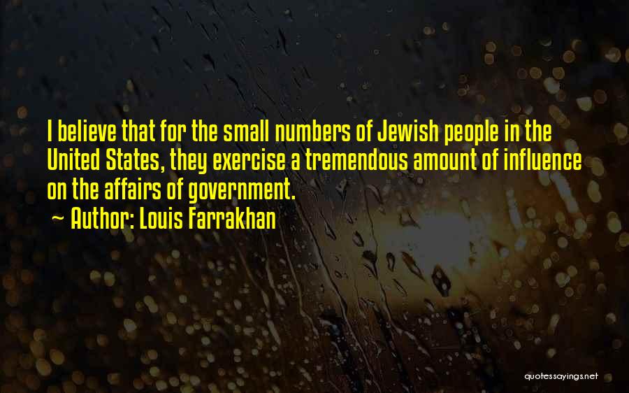 Louis Farrakhan Quotes: I Believe That For The Small Numbers Of Jewish People In The United States, They Exercise A Tremendous Amount Of