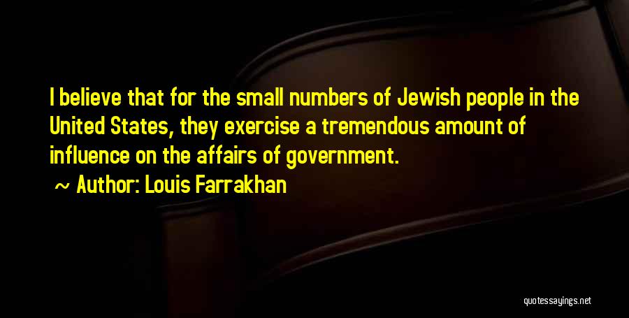 Louis Farrakhan Quotes: I Believe That For The Small Numbers Of Jewish People In The United States, They Exercise A Tremendous Amount Of