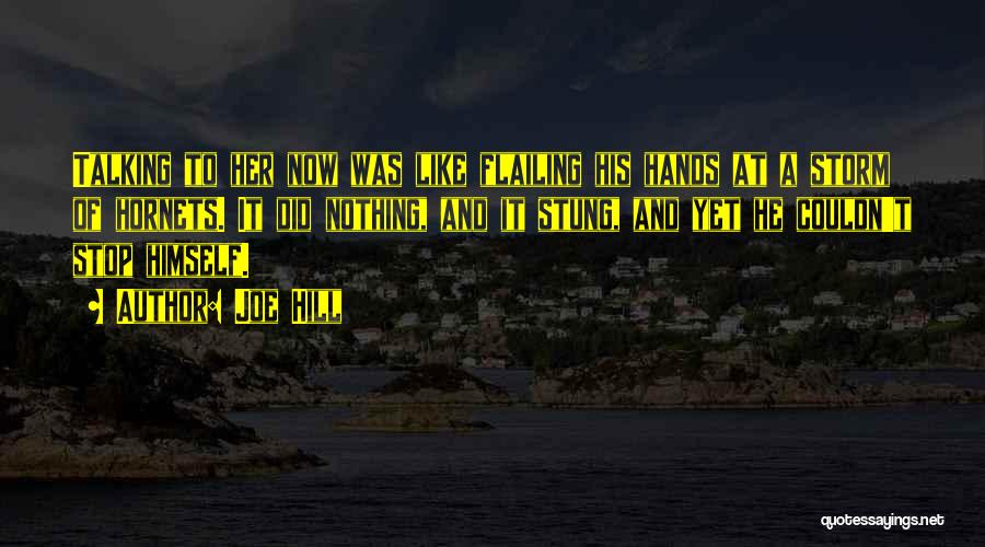 Joe Hill Quotes: Talking To Her Now Was Like Flailing His Hands At A Storm Of Hornets. It Did Nothing, And It Stung,