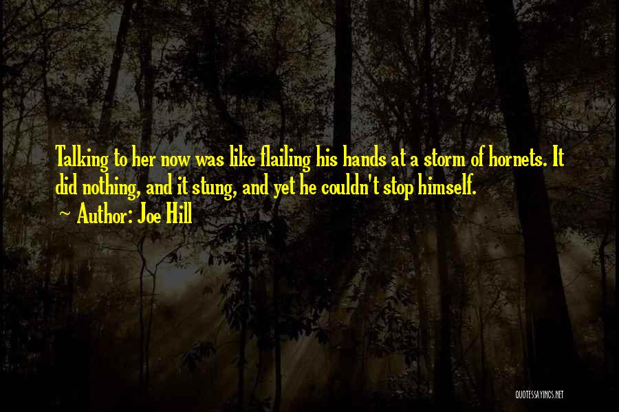 Joe Hill Quotes: Talking To Her Now Was Like Flailing His Hands At A Storm Of Hornets. It Did Nothing, And It Stung,