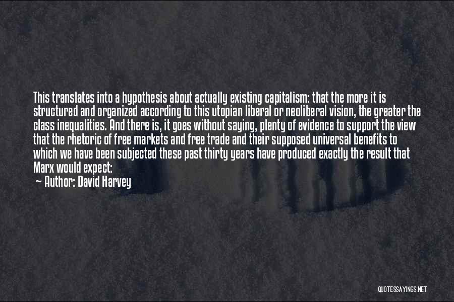 David Harvey Quotes: This Translates Into A Hypothesis About Actually Existing Capitalism: That The More It Is Structured And Organized According To This