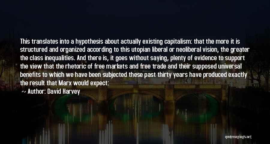 David Harvey Quotes: This Translates Into A Hypothesis About Actually Existing Capitalism: That The More It Is Structured And Organized According To This