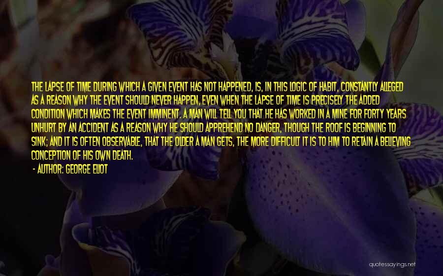 George Eliot Quotes: The Lapse Of Time During Which A Given Event Has Not Happened, Is, In This Logic Of Habit, Constantly Alleged