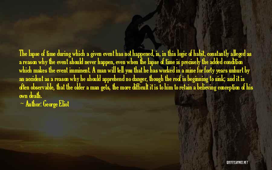 George Eliot Quotes: The Lapse Of Time During Which A Given Event Has Not Happened, Is, In This Logic Of Habit, Constantly Alleged