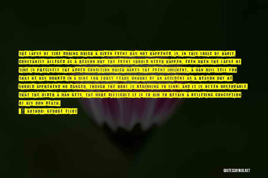 George Eliot Quotes: The Lapse Of Time During Which A Given Event Has Not Happened, Is, In This Logic Of Habit, Constantly Alleged