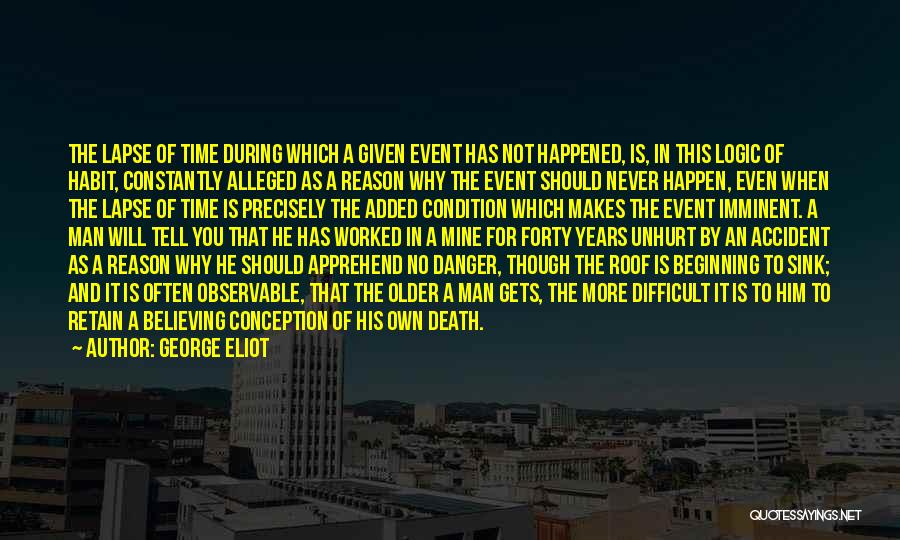 George Eliot Quotes: The Lapse Of Time During Which A Given Event Has Not Happened, Is, In This Logic Of Habit, Constantly Alleged