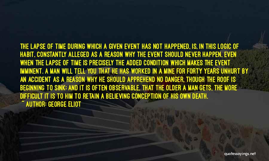 George Eliot Quotes: The Lapse Of Time During Which A Given Event Has Not Happened, Is, In This Logic Of Habit, Constantly Alleged