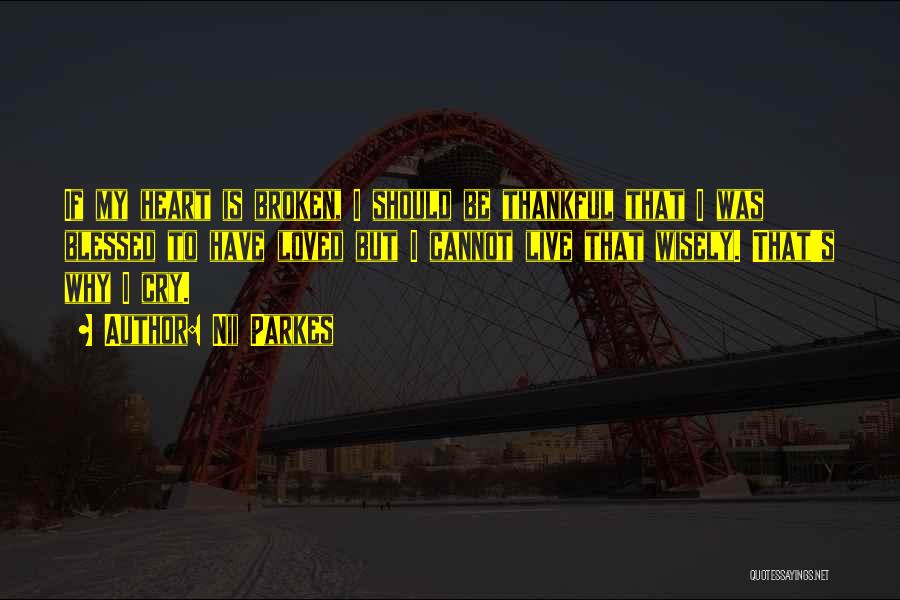 Nii Parkes Quotes: If My Heart Is Broken, I Should Be Thankful That I Was Blessed To Have Loved But I Cannot Live