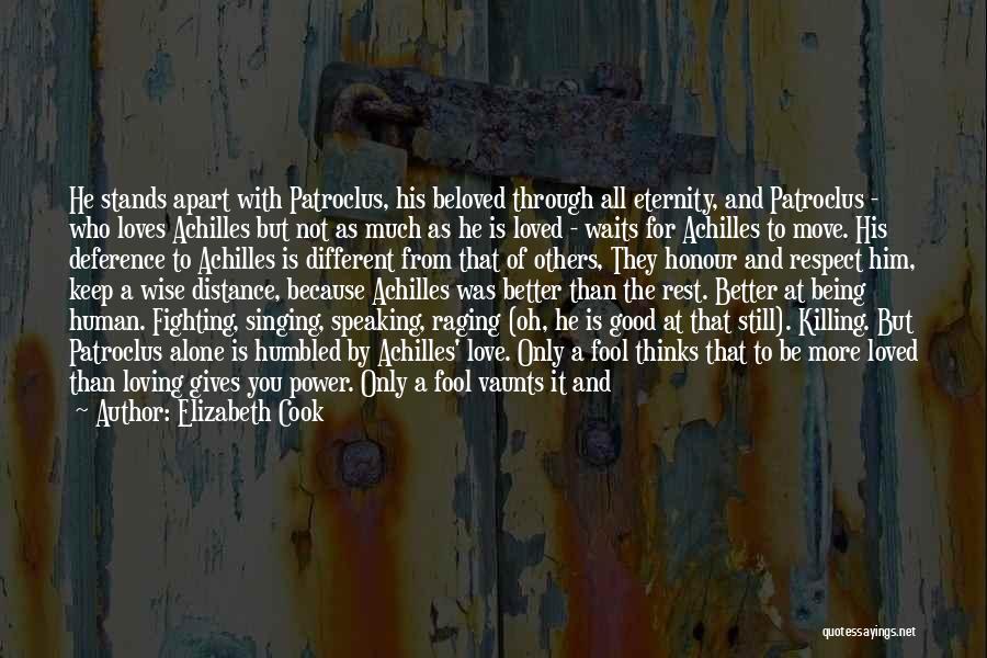 Elizabeth Cook Quotes: He Stands Apart With Patroclus, His Beloved Through All Eternity, And Patroclus - Who Loves Achilles But Not As Much