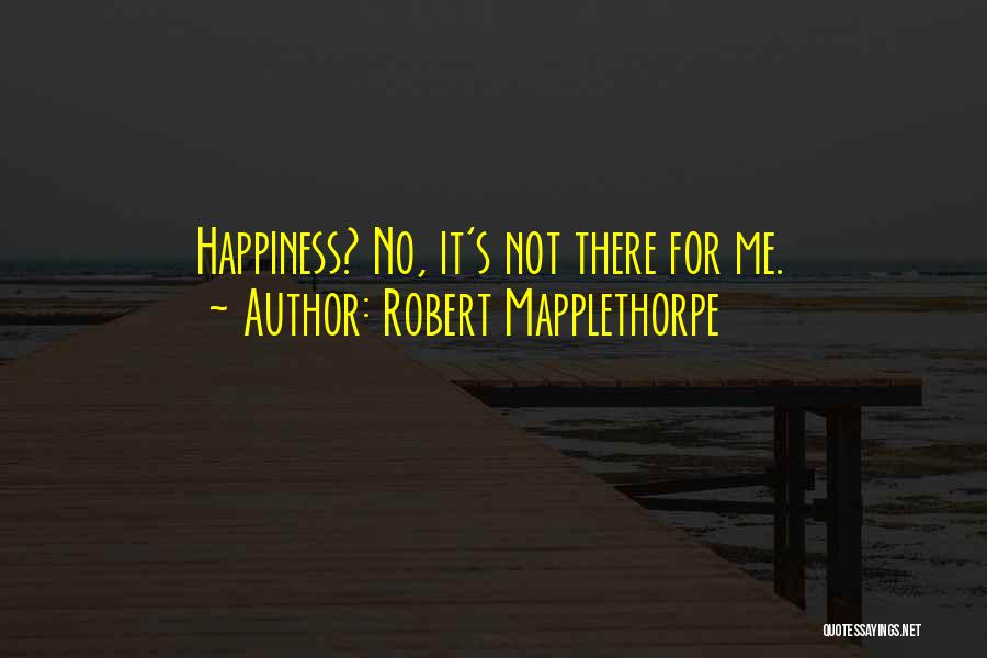 Robert Mapplethorpe Quotes: Happiness? No, It's Not There For Me.