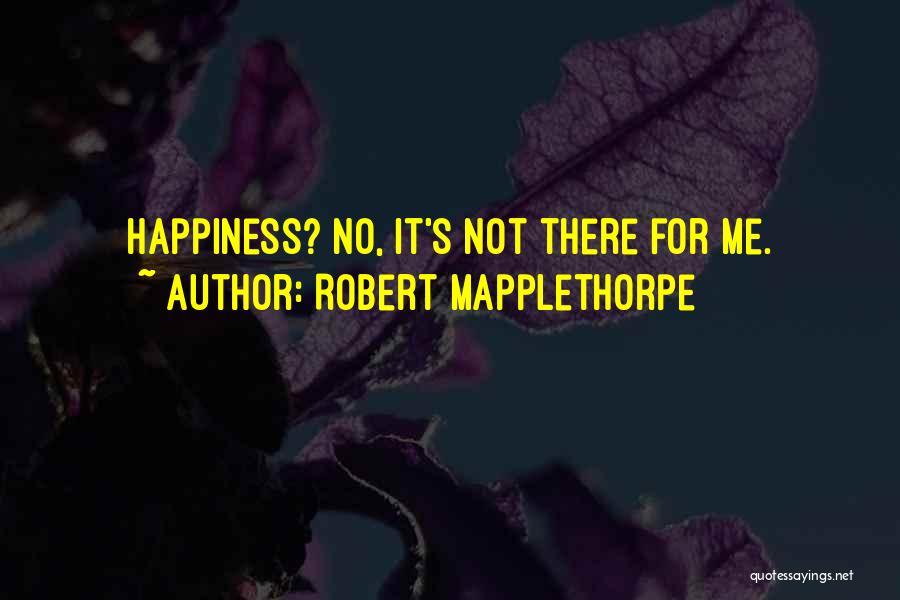 Robert Mapplethorpe Quotes: Happiness? No, It's Not There For Me.