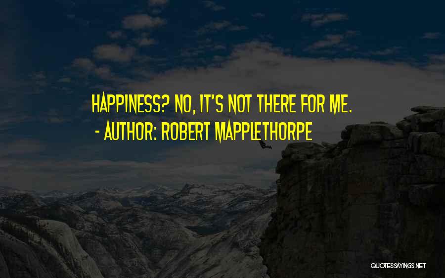 Robert Mapplethorpe Quotes: Happiness? No, It's Not There For Me.