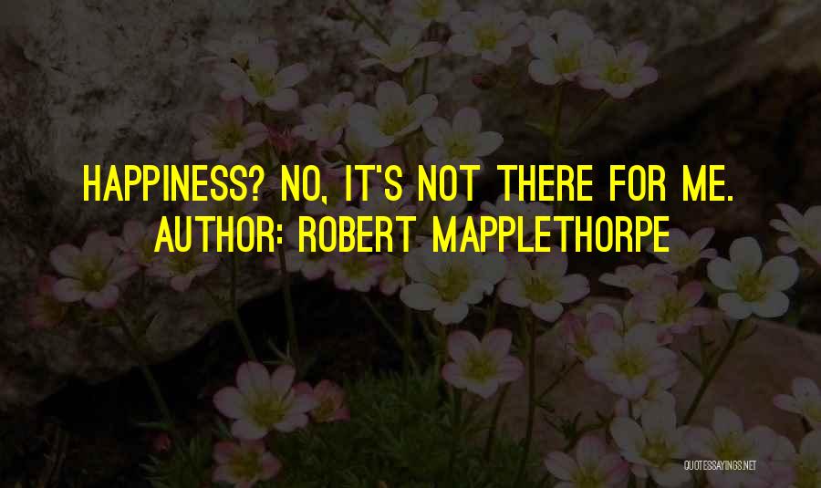 Robert Mapplethorpe Quotes: Happiness? No, It's Not There For Me.