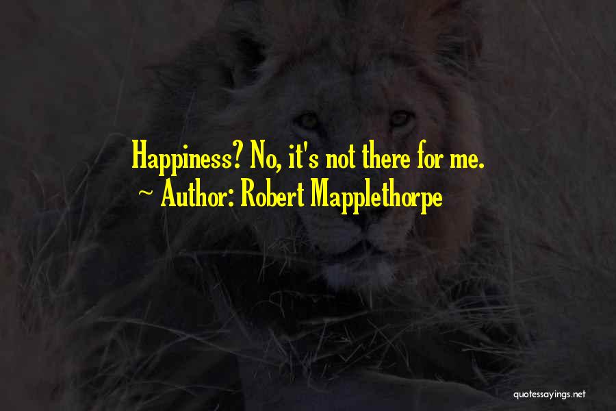 Robert Mapplethorpe Quotes: Happiness? No, It's Not There For Me.