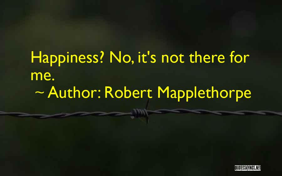 Robert Mapplethorpe Quotes: Happiness? No, It's Not There For Me.