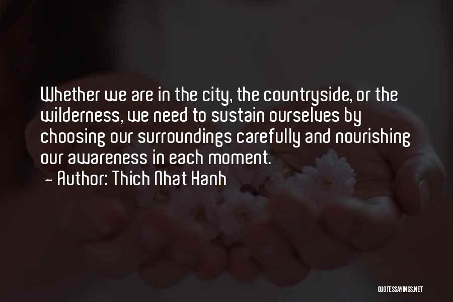 Thich Nhat Hanh Quotes: Whether We Are In The City, The Countryside, Or The Wilderness, We Need To Sustain Ourselves By Choosing Our Surroundings