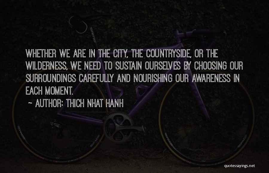Thich Nhat Hanh Quotes: Whether We Are In The City, The Countryside, Or The Wilderness, We Need To Sustain Ourselves By Choosing Our Surroundings