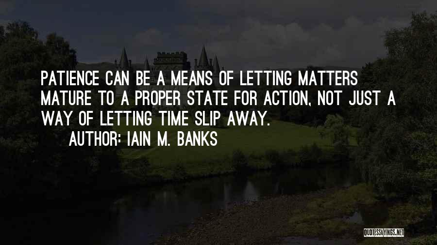 Iain M. Banks Quotes: Patience Can Be A Means Of Letting Matters Mature To A Proper State For Action, Not Just A Way Of