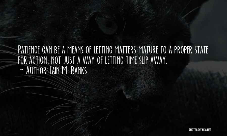 Iain M. Banks Quotes: Patience Can Be A Means Of Letting Matters Mature To A Proper State For Action, Not Just A Way Of