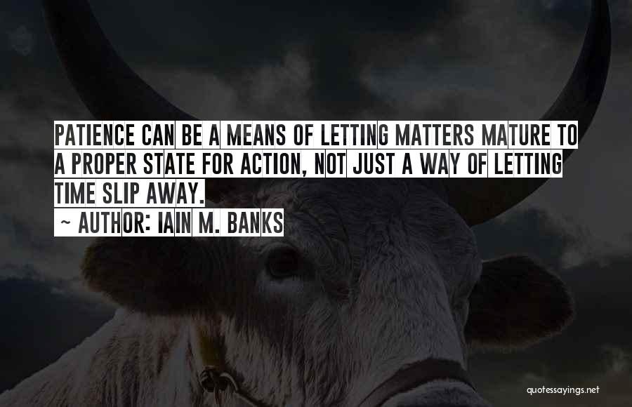 Iain M. Banks Quotes: Patience Can Be A Means Of Letting Matters Mature To A Proper State For Action, Not Just A Way Of