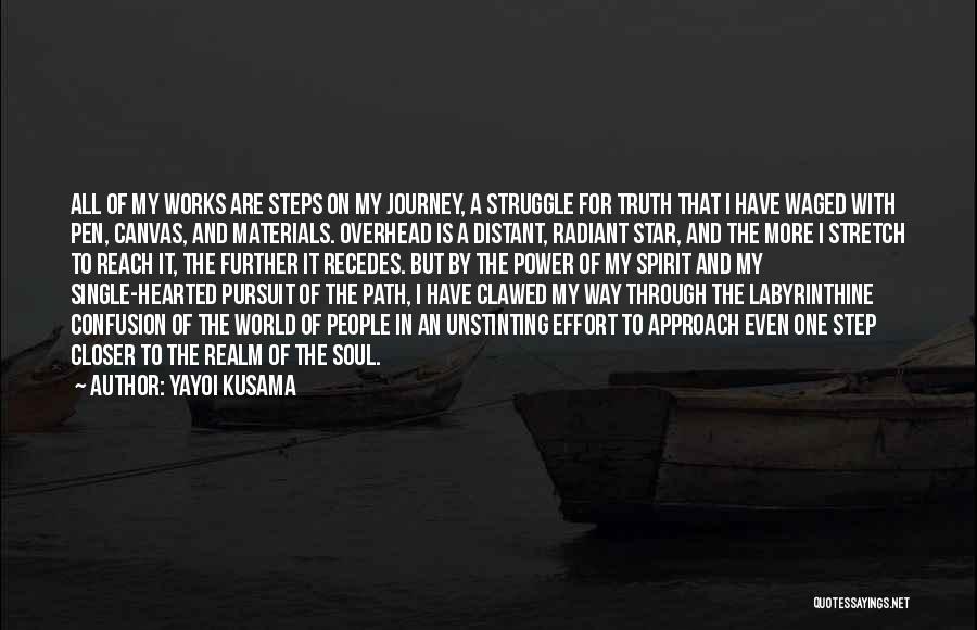 Yayoi Kusama Quotes: All Of My Works Are Steps On My Journey, A Struggle For Truth That I Have Waged With Pen, Canvas,