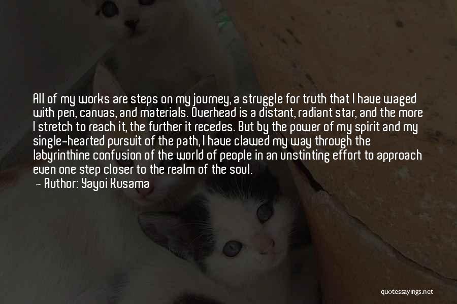 Yayoi Kusama Quotes: All Of My Works Are Steps On My Journey, A Struggle For Truth That I Have Waged With Pen, Canvas,