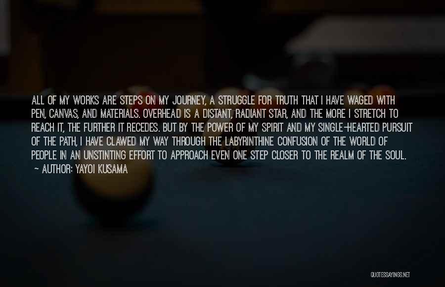 Yayoi Kusama Quotes: All Of My Works Are Steps On My Journey, A Struggle For Truth That I Have Waged With Pen, Canvas,