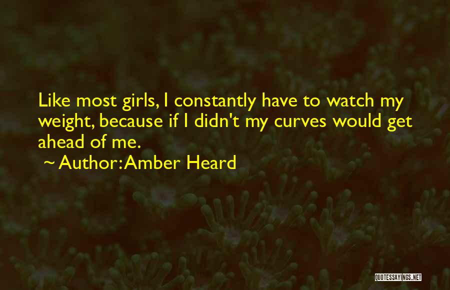 Amber Heard Quotes: Like Most Girls, I Constantly Have To Watch My Weight, Because If I Didn't My Curves Would Get Ahead Of