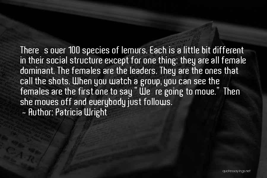 Patricia Wright Quotes: There's Over 100 Species Of Lemurs. Each Is A Little Bit Different In Their Social Structure Except For One Thing: