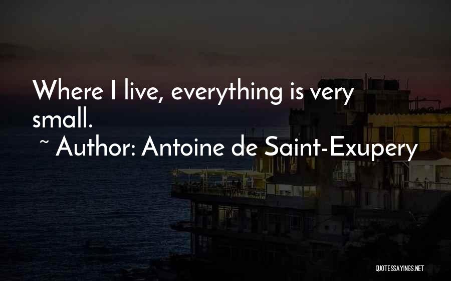 Antoine De Saint-Exupery Quotes: Where I Live, Everything Is Very Small.