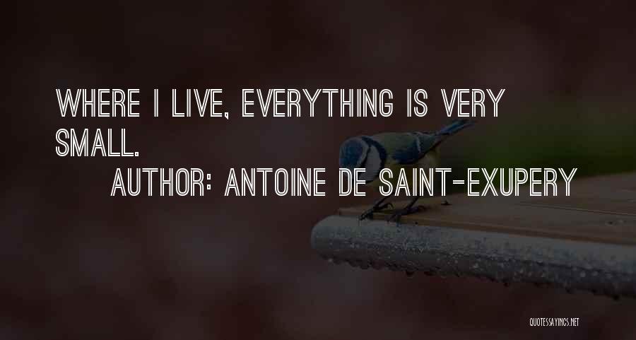 Antoine De Saint-Exupery Quotes: Where I Live, Everything Is Very Small.