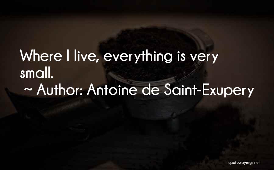 Antoine De Saint-Exupery Quotes: Where I Live, Everything Is Very Small.