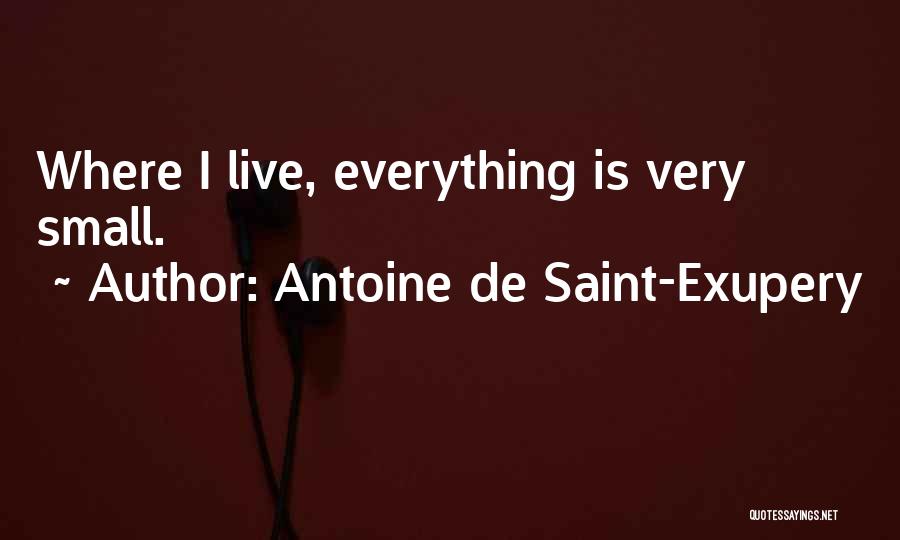 Antoine De Saint-Exupery Quotes: Where I Live, Everything Is Very Small.