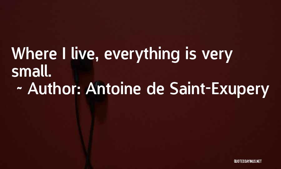 Antoine De Saint-Exupery Quotes: Where I Live, Everything Is Very Small.