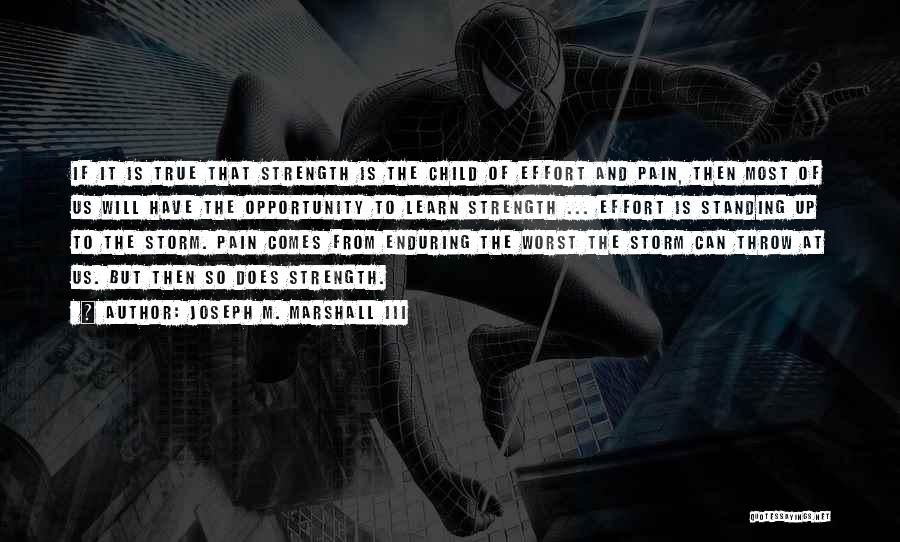 Joseph M. Marshall III Quotes: If It Is True That Strength Is The Child Of Effort And Pain, Then Most Of Us Will Have The