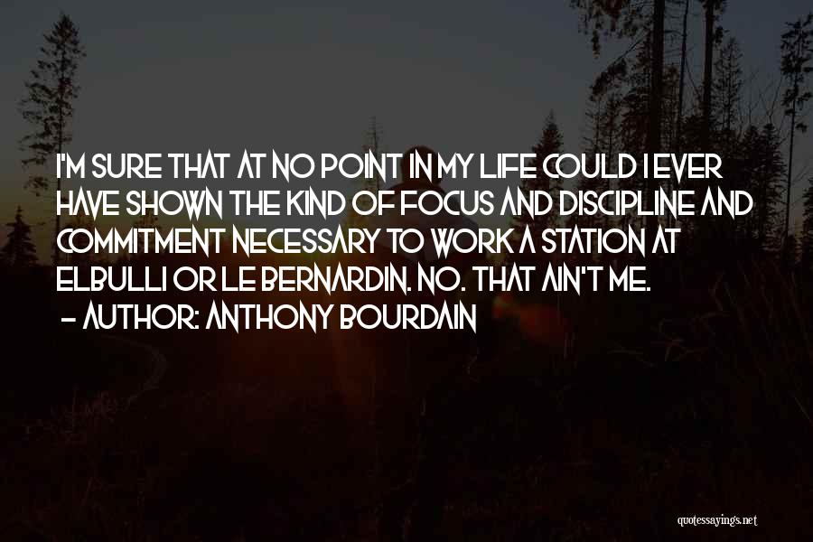 Anthony Bourdain Quotes: I'm Sure That At No Point In My Life Could I Ever Have Shown The Kind Of Focus And Discipline