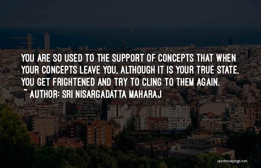 Sri Nisargadatta Maharaj Quotes: You Are So Used To The Support Of Concepts That When Your Concepts Leave You, Although It Is Your True